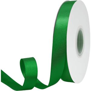 7/8 Inch x 50 Yards Ribbon Double Face Green Satin Ribbon Polyester Fabric Ribbon,  Ideal for Gift Wrapping Crafts Wedding Decor Hair Bow