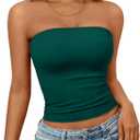 Trendy Queen Women's Strapless Bandeau Crop Top (Dark Green), S