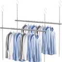 Closet Haing Rod, Adjustable Width and Height Closet Extender Hanging Rod, Space-Saving Clothes Hanging Bar, 42-52 Inches, 2 Pack