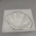 White Shell Decorative Bowl  7.9" Resin Clam Shell with Gold Rim, Coastal Centerpiece for Bathroom Vanity, Entryway, or Living Room, Jewelry Holder, Key Tray, Fruit Bowl, Beach House Decor