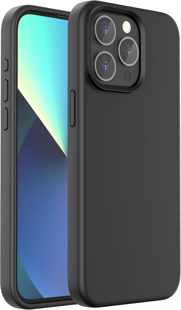 AGVEE Liquid Silicone for iPhone 15 Pro Phone Case 6.1", Exquisite Workmanship, Full Body Protective Cover, Shockproof & Slim Phone Case, Soft Anti-Scratch Microfiber Lining, Black