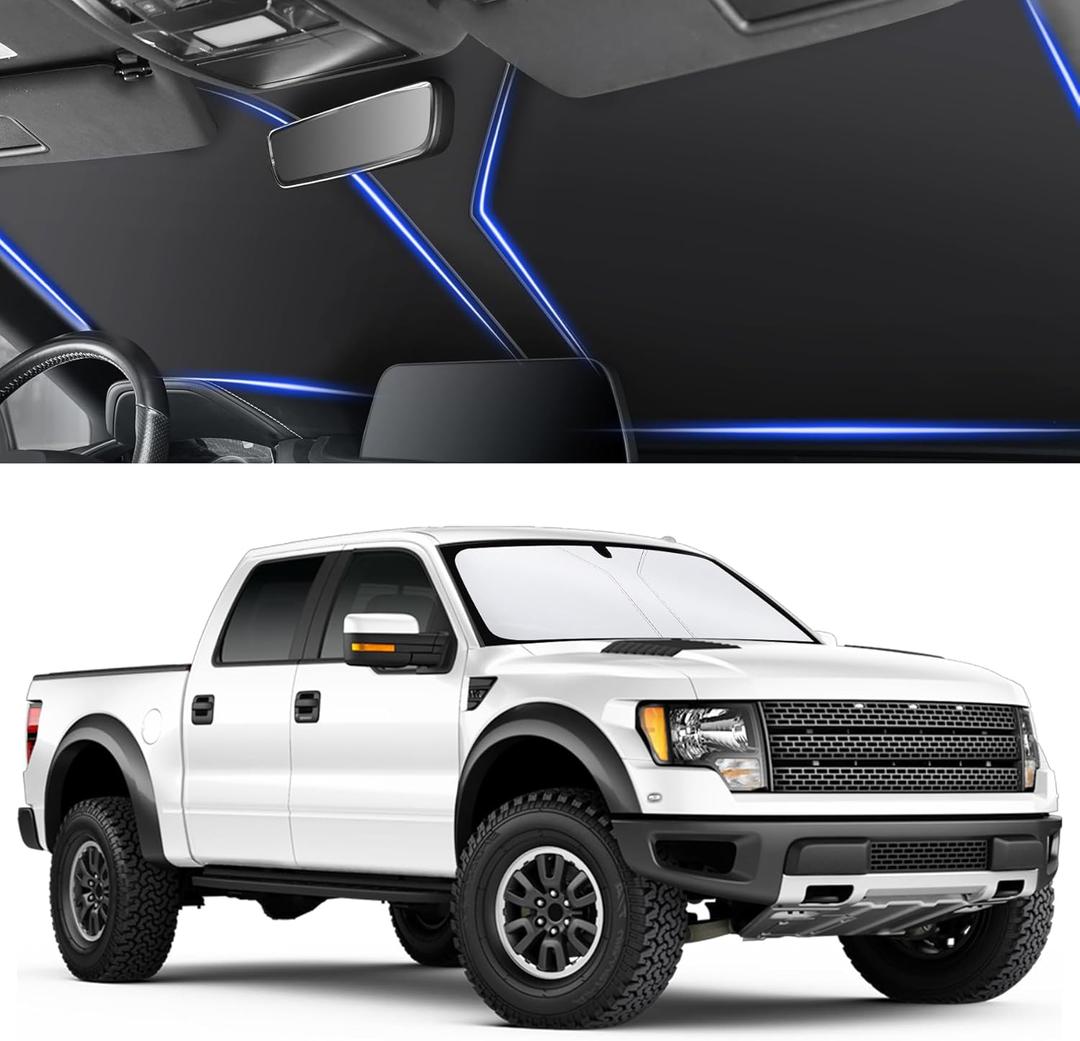 SINGARO 300T Universal Car Windshield Sun Shade, Foldable Reflective for Windshield & Window Shades with Overlapping Design, Car Interior Accessories (68.8" L x 35" W)