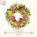 YNYLCHMX 18" Spring Summer Wreaths for Front Door, Artificial Floral Wreath with Peony and Eucalyptus Leaves, Green Foliage Wreath for Wall Window Farmhouse Party Holiday Home Decor