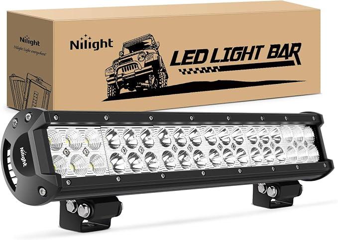 Nilight 60004C-A 17" 108W LED Light Bar, Spot Flood Combo Beam, IP67 Waterproof, Adjustable Mounting Bracket