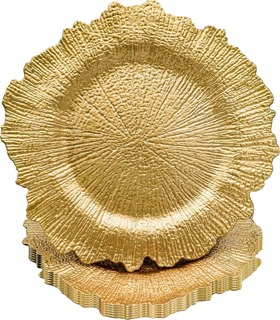 MonYouGe Gold Charger Plates, 13 Inch Gold Chargers for Dinner Plates, 48 Pack Premium Plate Chargers for Weddings, Parties, Restaurants