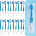 20 Count Disposable Toothbrushes with Toothpaste Individually Wrapped, 5-in-1 Pre-Pasted Mini-Brush+Floss+Pick+Tongue Scraper, On The Go Toothbrush with Freshening Bead, Coolmint