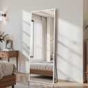 Suidia Full Length Mirror Over the Door&Wall Mounted, 48"x14" Door Mirror with Aluminum Alloy Frame, HD Shatterproof, No-Drill, Hanging Mirrors for Bedroom, Bathroom, Dorm, Closet, Rect, White