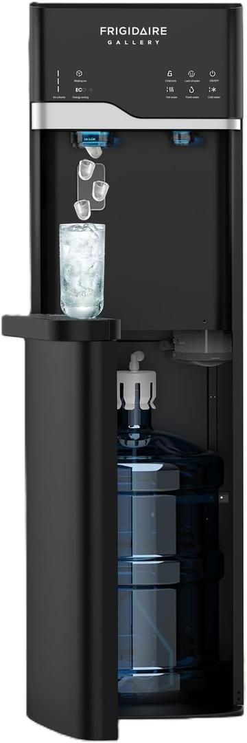 Frigidaire, 5 Gal, 3-in-1 Hot/Cold Water Cooler, Bottom Load, Built-in Bullet Ice Maker, Innovative Slim & Sleek Design for Home or Office