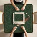 Green Tiger Mahjong Mat 31.5X31.5 in, Tigers Gifts for Women, Vintage Green Tiger Non-Slip Noise Reduction Mahjong Table Cover Accessories Supplies for Dominoes Poker Card Board and Tile Games Gifts