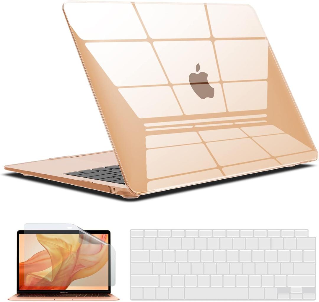IBENZER Compatible with 2022 2021 2020 MacBook Air 13 inch case M1 A2337 A2179 A1932, Hard Shell Case&Keyboard Cover&Screen Film for Mac Air 13 with Touch ID, Crystal Clear, AT13CYCL+2