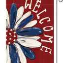 AVOIN colorlife Patriotic 4th of July Garden Flag 12x18 Inch Double Sided Outside, Memorial Day Red Floral Welcome Daisy Yard Outdoor Decoration