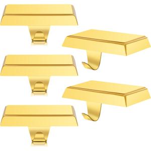 2 Pcs Gold Christmas Metal Stocking Holders for Mantle, Heavy Duty Stocking Hangers Stocking Hook Xmas Ornaments for Counter Tables Window Fireplace Mantle Decoration