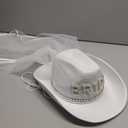 MGupzao Cowboy Hat with Veil Bachelorette Party, White Cowgirl Hat Wedding, Bridal Shower Decoration, Bride to be Gift