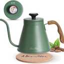 Harriet Gooseneck Kettle with Thermometer for Pour Over Coffee and Tea, 37 fl oz, Stainless Steel, Durable 3Layer Base, Ideal Spout for Precision Pouring, Compatible with all Stove Tops, Black