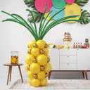 HOUSE OF PARTY Pineapple Balloons for Tropical Balloon Arch Kit 64 Pcs - 12,10,5 Inch Yellow, Gold and Green Summer Balloon Garland for Luau, Aloha, Hawaiian, Pool, Beach Party