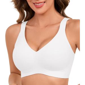 Womens Wireless Bras for Women No Underwire Push Up Bra Seamless Full Coverage Everyday Bras Regular and Plus Size (XX-Large, White)