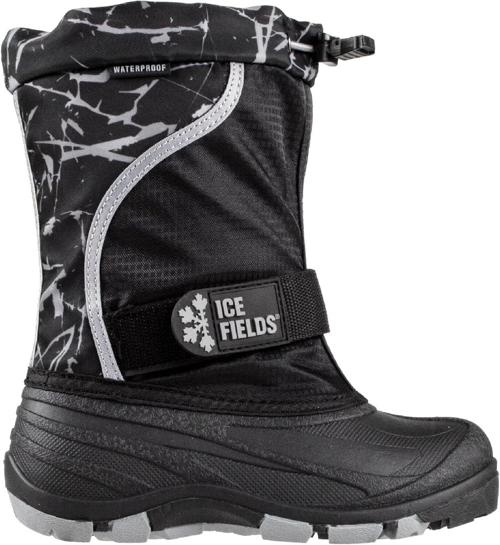 Ice Fields Snowblaster Little Kid High Snow Winter Boots, Warm, Waterproof Shell, Black, Size 1 US