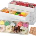 50 Pcs Long Bakery Boxes 12x4.8x2 Clear Chocolate Covered Strawberry Boxes,Cookie Boxes with Window White Treat boxes Dessert Boxes Macaron Boxes for Christmas Valentine's