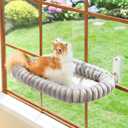 Zakkart SnugCloud Foldable Cat Window Perch - Cordless, Ultra Soft Machine Washable Bed with 4-Sided Bolster, Metal Frame - Window Hammock for Large Cats and Kittens (Gray, Large)