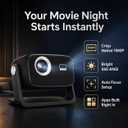 [Built in APP & Auto Focus] Native 1080P 4K Support Projector with Bluetooth 5.4 and Wifi 6 Portable Full HD, 180 Ceiling Rotation, Auto Keystone Real 560 ANSI Movie Projector for Bedroom, Outdoor