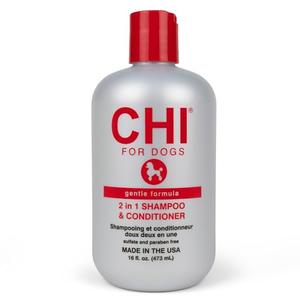 CHI for Dogs Gentle 2-in-1 Shampoo and Conditioner - Softening and Cleansing Formula for Puppies and Adult Dogs - pH Balanced Dog Wash for All Coat Types - 16 Fl Oz