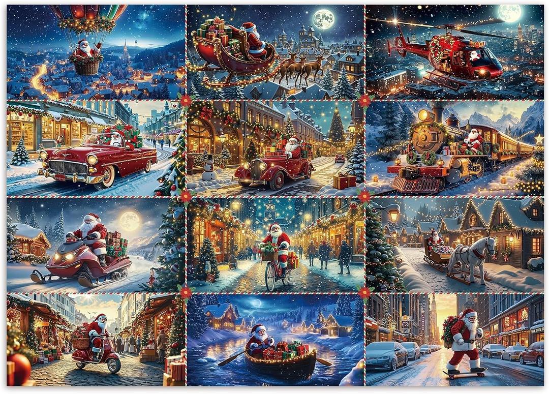 Puzzles for Adults 1000 Pieces Santa Holiday | Mindful Art Puzzle for Game Night, Gift for Friends Family, Wall Art Home Decor, 27.6 x 19.7in