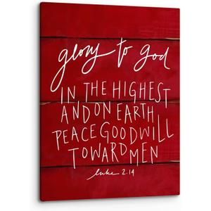 PHAMTE Luke 2.14 Glory To God In The Highest Xmas Christmas Wall Art, Christian Bible Verse Scripture Print Framed Canvas Painting Artwork Home Bathroom Room Office Church Decor 11x14 Inch