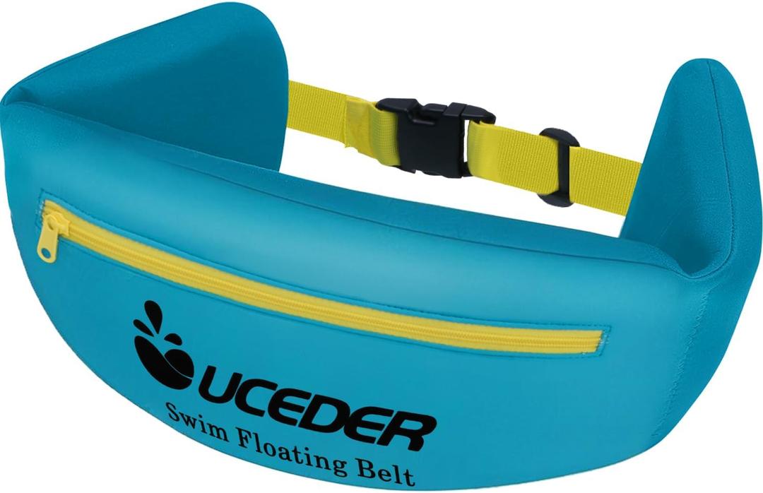 UCEDER Swim Flotation Belt for Adults, Adjustable Swim Belt with Zippered Pocket & Quick Release Buckle,3-Section EPE Swimming Buoyancy Belt, Ideal for Water Aerobics, Pool Training, Aqua Jogging