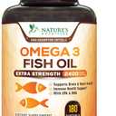 Omega 3 Fish Oil 2400 mg - Triple Strength Omega3, EPA & DHA Fatty Acids - Supplement - Natural Support for Immune, Heart & Brain Health - Wild Caught, Non-GMO, Lemon Flavor, Burpless - 180 Softgels, Best Before Date: July 21, 2027