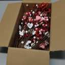 Valentines Day Decorations Valentine's Day Gifts 24 Pack Red Heart Shaped Berry Picks with Pink Berries for Valentine Wedding Candlelight Dinner Anniversary Decorations (Red)