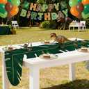 Chumia 1 Pcs Dinosaur Party Decorations Table Runner 5.9 x 1.0 ft Dinosaur Birthday Party Table Cover Dino Green Palm Leaf Tablecloth for Baby Shower Jungle Safari Tropical Luau Birthday Supplies