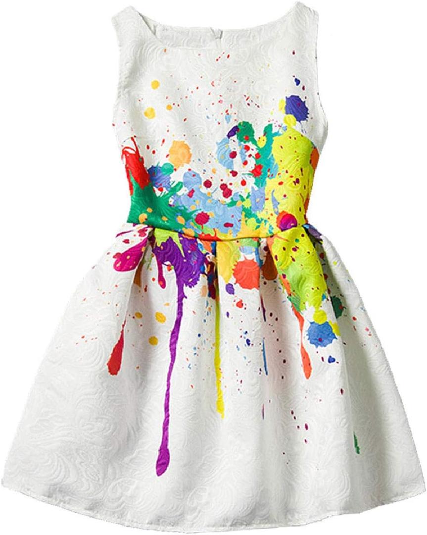 21KIDS Girls Kids Casual Dress Paint Butterfly Rose Animal Fall Sleeveless Dresses Size 4
