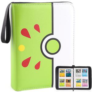 Collectible Trading Card Binder, 400 Pockets Card Holder with 50 Removable Sleeves, Portable Collection Binder Album Book Case Storage, Zipper Card Protective Sleeves for TCG, Sports Card (Friendly Green)