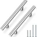 Probrico 4 Inch Polished Chrome Cabinet Handles 30 Pack, 102mm Hole Centers T Bar Drawer Dresser Handle Pulls, Stainless Steel Modern Kitchen Cabinet Hardware
