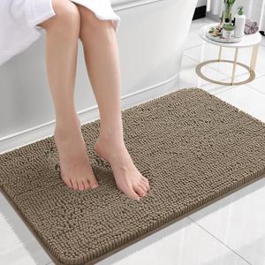 OLANLY Small Bathroom Rugs 24x16, Extra Soft Absorbent Chenille Bath Rugs, Rubber Backing Quick Dry, Machine Washable Bath Mats for Bathroom Floor, Tub and Shower, Home Decor Accessories, Tan
