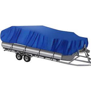 NEVERLAND Pontoon Boat Cover Waterproof Heavy Duty Trailerable Boat Cover Marine Grade Polyester Canvas Cover Fits Pontoon/Deck Boats (Boat Length 17-20ft, Beam Width up to 102", Blue)