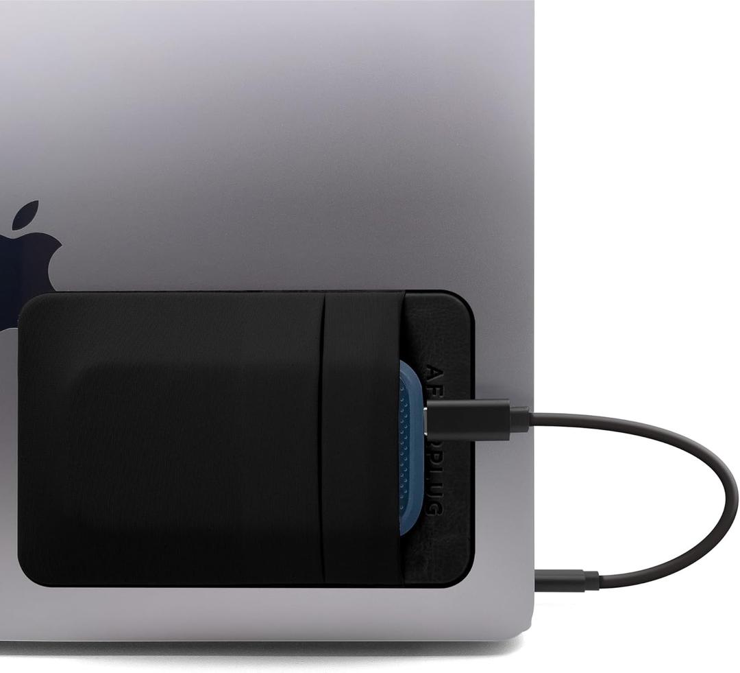 2-Pocket Adhesive Pouch for Laptop, Compatible with External Portable SSD, Magic Mouse, USB Cable and More - Black