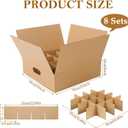 Menkxi 8 Pack 13 x 13 x 4 Inch Corrugated Cardboard Boxes with Divider Box Cardboard Divider Kit for Ornament Storage, Mason Jars Moving Storage Organizer for Separation Glass Kitchen