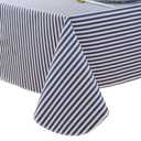 LIBERECOO Vinyl Tablecloth with Flannel Backing, 60 x 102 Scottish Blue Stripe Stain-Resistant Rectangle PVC Flannel Backed Table Cover Waterproof Wipeable for Indoor and Outdoor