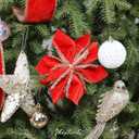 MAYREEL Christmas Velvet Wired Ribbon 2.5 Inch Red with Gold Tinsel for Tree Decorations, Garlands, Wreaths, Gift Wrapping and Holiday Crafts - 10 Yards