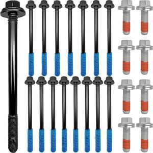 16+8Pcs Engine Cylinder Head Bolt Set ES71129 - Compatible with 4.7L V8 Models Including Chrysler Aspen, Jeep Grand Cherokee, Dodge Durango, Ram 1500 Replaces 6504985AA 6505528AA