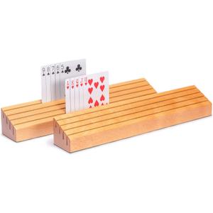 Yellow Mountain Imports Extra-Wide Solid Beechwood Playing Card Holders - Set of 2 (13.8)
