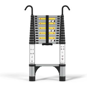JADDUO Telescoping Ladder, 12.5 FT Pro, Rectangular, Heavy Duty, Silver
