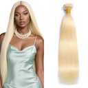 Freiuoke 28 Inch 613 Straight Bundle Blonde Human Hair Bundles White Blonde Bundles Human Hair Unprocessed Virgin Hair 1 Bundle 50g