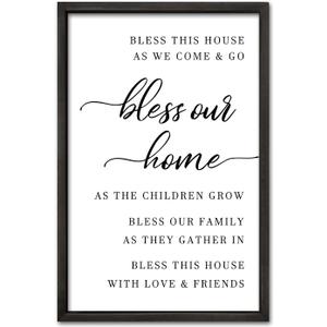 Bless This Home Wall Decor 16"×24" Modern Rustic Farmhouse Inspirational Blessing Sweet Family Quote Scripture Sign For Living Room Bedroom House Wall Art Hanging (Black)