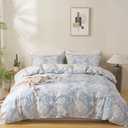 OAITE Duvet Cover Set,100% Cotton Comforter Cover with Floral Pattern Duvet Cover Set,Soft Bedding Set Includes with 3 Piece (2 Pillow Shams,1 Duvet Cover) (Queen-90" x 90", Chantilly)