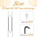 3 Pack Plate Hangers for The Wall, Suitable for 16-20 inch Art Plate, Stainless Steel Invisible Heavy Duty Wire Plate Holder with Wall Hooks, Plate Hangers for Displaying Plates, Platter, Dish, Black