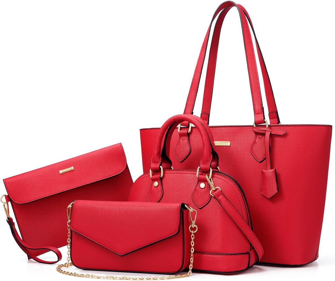 4PCS Women Fashion Handbags Purses Wallet Shoulder Bags Casual Tote Bag Crossbody Bags, Handbag Set Gift for Ladies Girls
