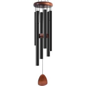 Bursvik Large Aluminium Wind Chimes 37" to Create a Zen Atmosphere Suitable for Outdoor, Garden, Patio Decoration. Classic Black Wind Chime with Wind Catcher Suitable as A Gift for Mom Neighbor Unisex