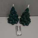 Homemory Christmas Tree Candles with Remote, 2 Pcs Waxy LED Flameless Candles Flickering, Green Electric Lights Battery Operated for New Year Celebration Holiday Decorations 7.5 Inches